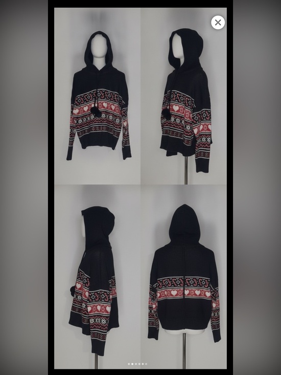 Walmart Sweaters - Black and Red Nordic Patterned Crew Neck Sweater winter pattern Christmas Sherpa
